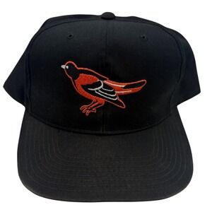 Vintage 90s Baltimore Orioles Snapback Hat Black Orange Bird Logo MLB Baseball